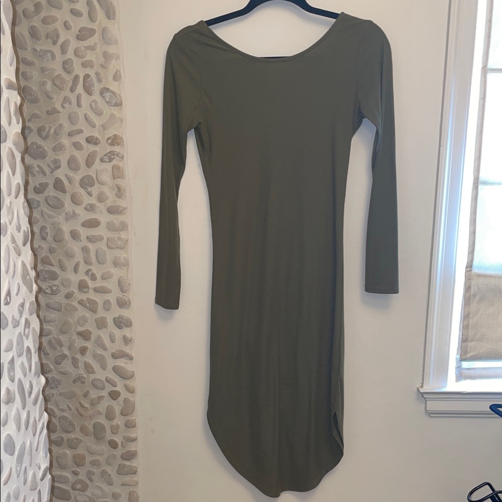 Olive Green Long Sleeve Dress